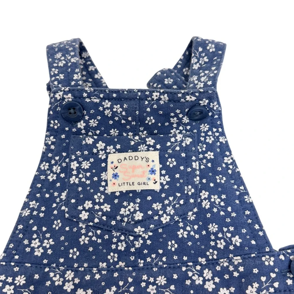 Carters Baby Girl Blue Floral Cotton Shortall Romper Overalls 12 Months
